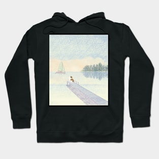 Dog on dock Hoodie